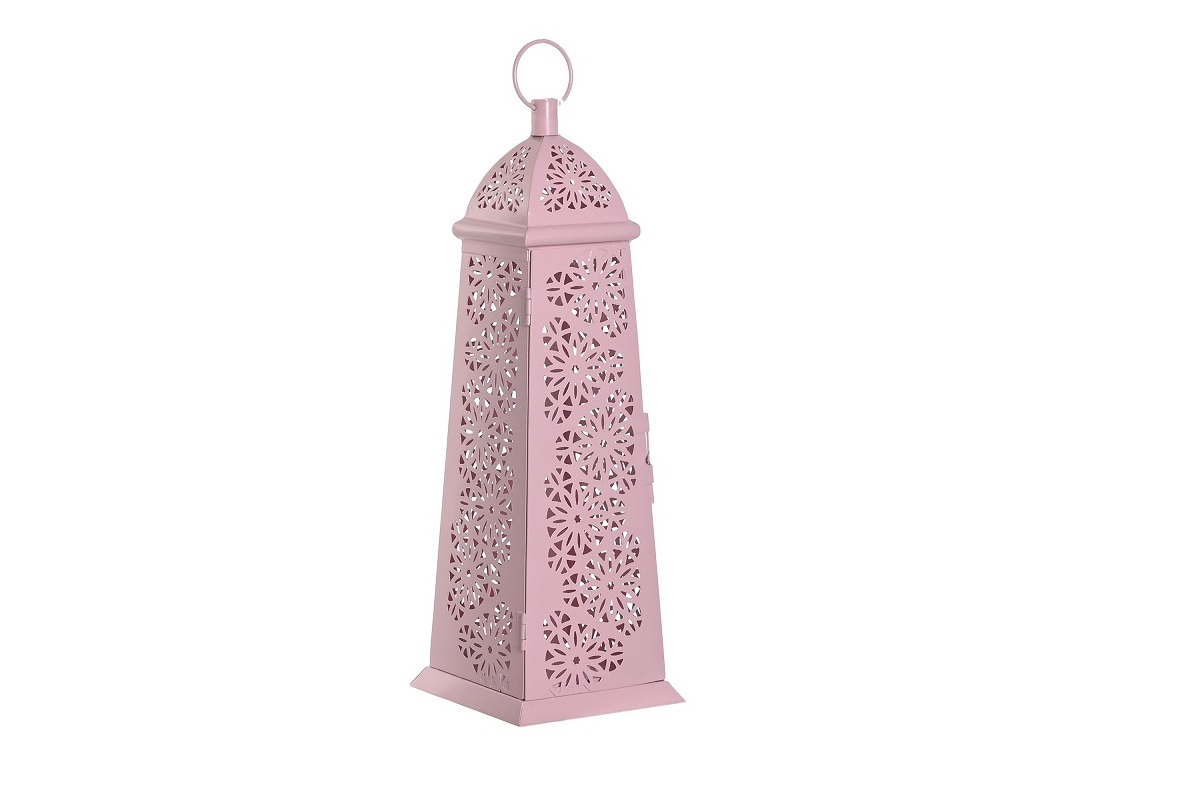 FAROLA METAL 13X13X43CM ROSA